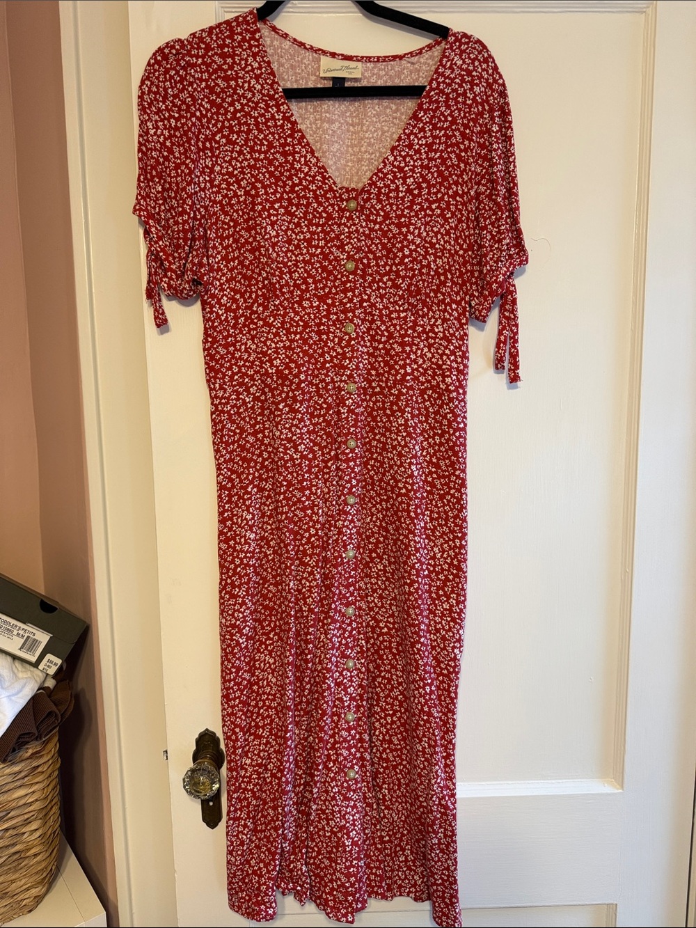 Universal Thread Red Floral Button-Front Midi Dress